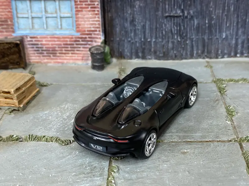 Custom Hot Wheels - Aston Martin V12 Speedster - Satin Black - Chrome Race Wheels - Rubber Tires 2