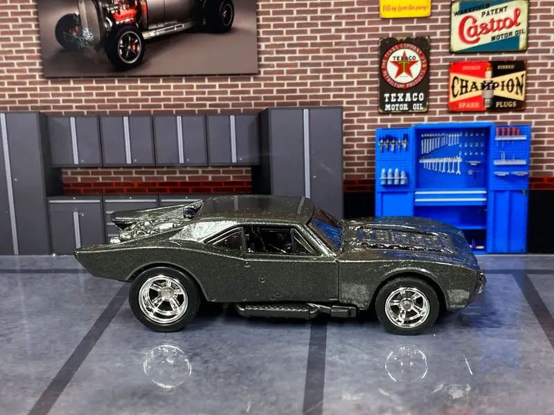 Custom Hot Wheels - Batman Batmobile Gotham Version - Gray - Chrome Amr Wheels - Rubber Tires 1