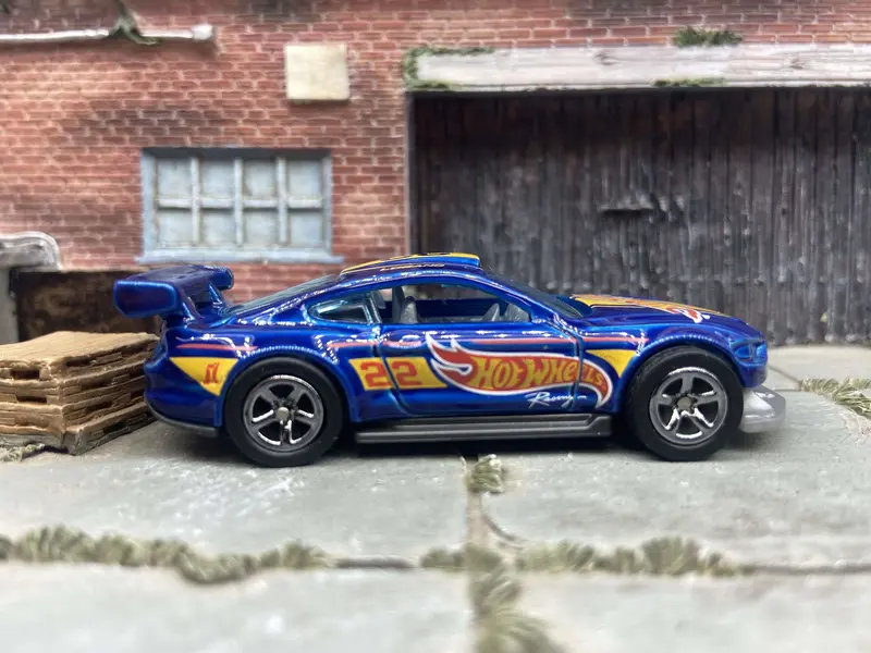Custom Hot Wheels Custom 2018 Ford Mustang Gt In Logano Racing Hot Wheels Blue With Factory 5 Star Wheels With Rubber Tires 1