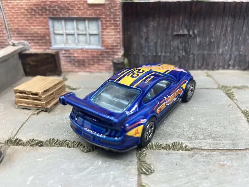 Custom Hot Wheels Custom 2018 Ford Mustang Gt In Logano Racing Hot Wheels Blue With Factory 5 Star Wheels With Rubber Tires 2