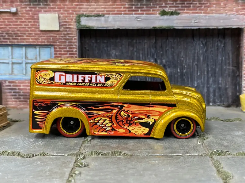 Custom Hot Wheels - Dairy Delivery - Gold Griffin - Black And Gold Mag Wheels - Redline Rubber Tires 1