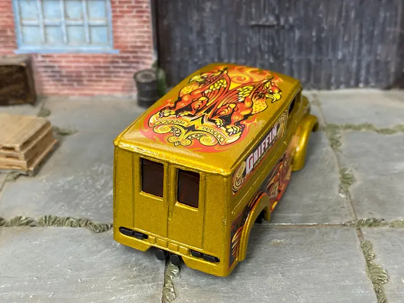 Custom Hot Wheels - Dairy Delivery - Gold Griffin - Black And Gold Mag Wheels - Redline Rubber Tires 2