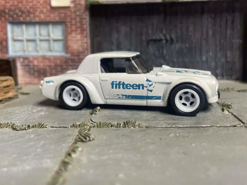 Custom Hot Wheels Fairlady 2000 In Pearl White And Blue With White 5 Spoke Race Wheels With Rubber Tires 1