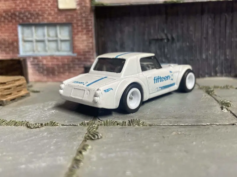 Custom Hot Wheels Fairlady 2000 In Pearl White And Blue With White 5 Spoke Race Wheels With Rubber Tires 2