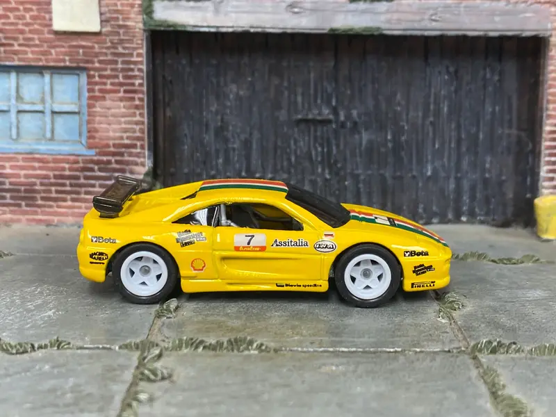 Custom Hot Wheels - Ferrari F355 Challenge - Yellow - White Mag Wheels - Rubber Tires 1
