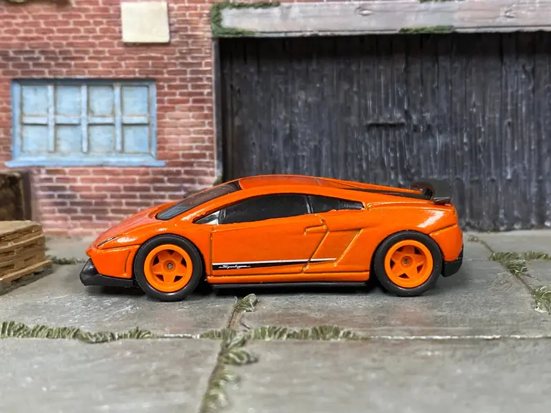 Custom Hot Wheels - Lamborghini Gallardo Lp-570-4 Superleggra Race Car - Orange - Orange Race Wheels - Rubber Tires 1