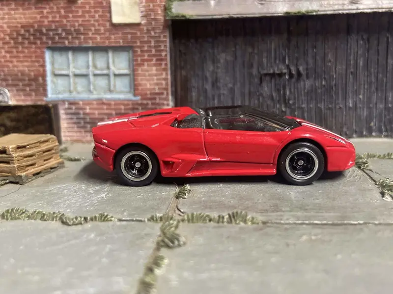 Custom Hot Wheels Lamborghini Reventon Roadster In Red With Black And Chrome 5 Spoke Race Wheels With Rubber Tires 1