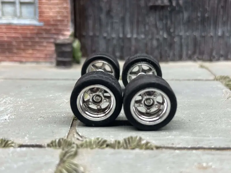 Custom Hot Wheels - Matchbox Rubber Tires & Wheels: Rubber Tires And Chrome 5 Spoke Deep Dish Wheels 12Mm - 12Mm 1