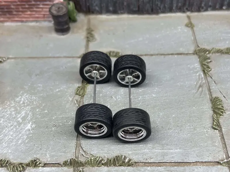 Custom Hot Wheels - Matchbox Rubber Tires & Wheels: Rubber Tires And Chrome 5 Spoke Deep Dish Wheels 12Mm - 12Mm 2