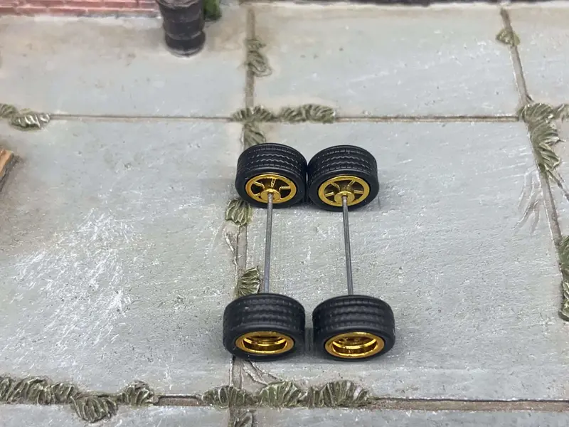 Custom Hot Wheels - Matchbox Rubber Tires & Wheels: Rubber Tires And Gold 5 Spoke Deep Dish Wheels 10Mm - 10Mm 2