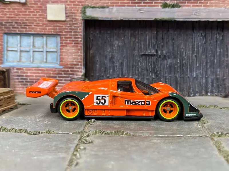 Custom Hot Wheels - Mazda 787B - Orange - Orange And Green Mag Wheels - Rubber Tires 1