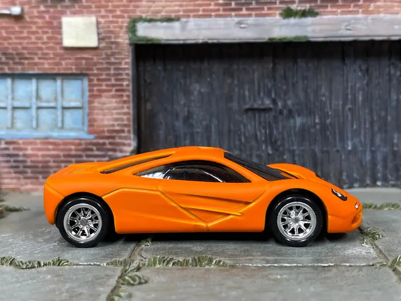 Custom Hot Wheels - Mclaren F1 - Custom Satin Clearcoat Over Orange - Chrome Bbs Wheels - Rubber Tires 1