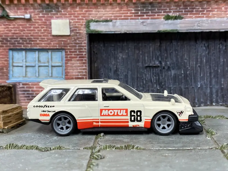 Custom Hot Wheels - Nissan Maxima Drift Car - White, Red And Black 68 - Gray 6 Spoke Wheels - Rubber Tires 1