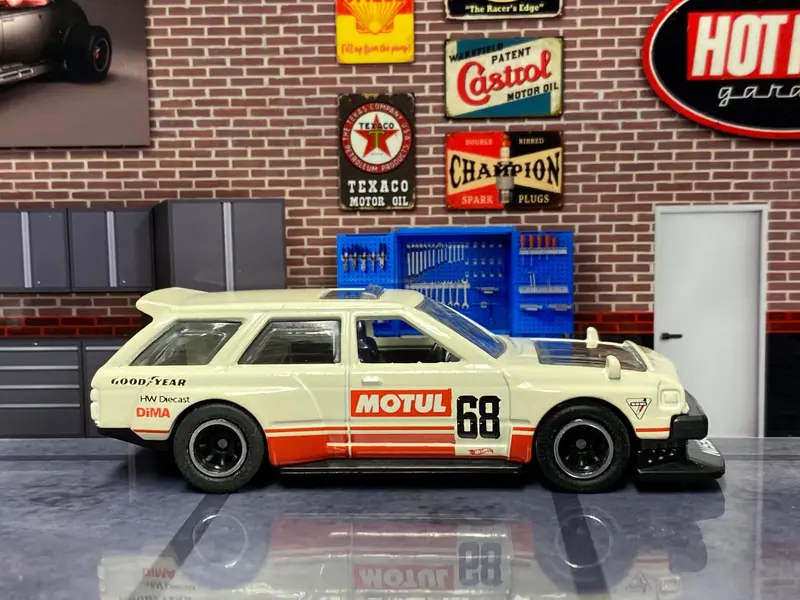 Custom Hot Wheels - Nissan Maxima Drift Car - White, Red And Black - Black And Chrome Track Wheels - Rubber Tires 1