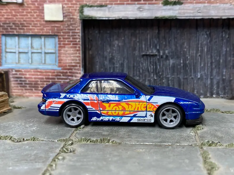 Custom Hot Wheels - Nissan Silvia (S13) - Hot Wheels Blue - Gray Mag Wheels - Rubber Tires 1