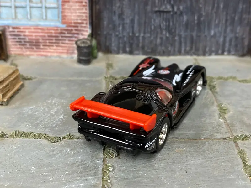 Custom Hot Wheels - Panoz Gtr-1 - Black And Red - Chrome Mag Wheels - Rubber Tires 2
