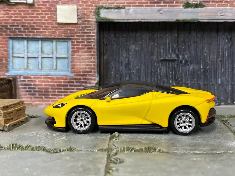 Custom Hot Wheels - Pininfarina Battista - Custom Satin Clearcoat Over Yellow - Chrome Bbs Wheels - Rubber Tires 1