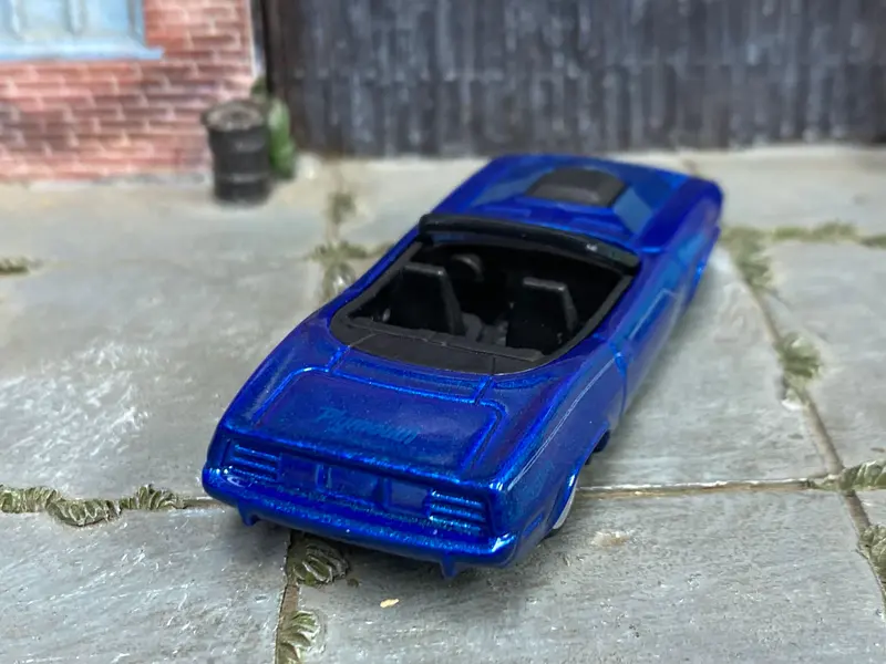 Custom Hot Wheels - Plymouth Barracuda - Blue - Gray 6 Spoke Wheels - Rubber Tires 2