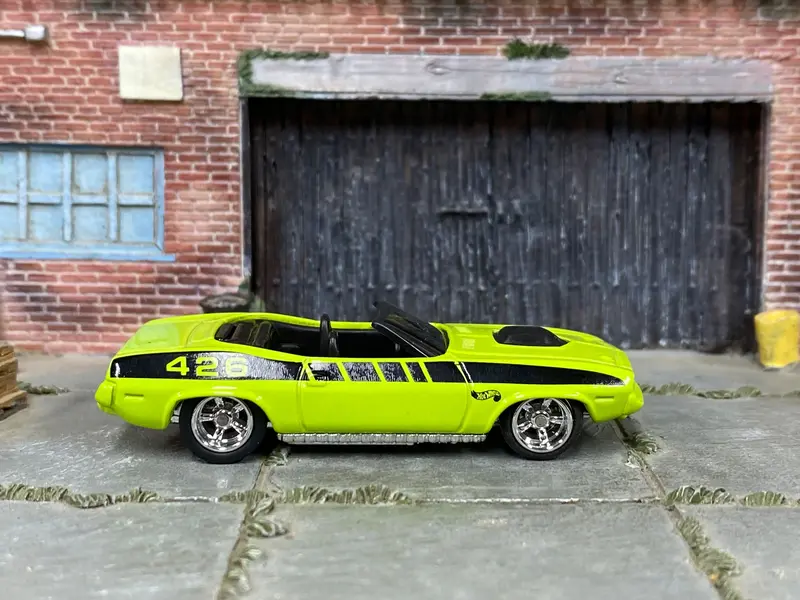 Custom Hot Wheels - Plymouth Barracuda  "King Kuda" - Green And Black -Chrome Mag Wheels - Rubber Tires 1