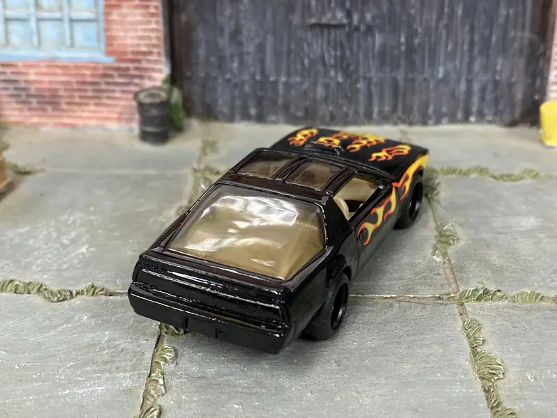 Custom Hot Wheels - Pontiac Firebird K.I.T.T. - Black With Flames - Black Mag Wheels - Rubber Tires 2