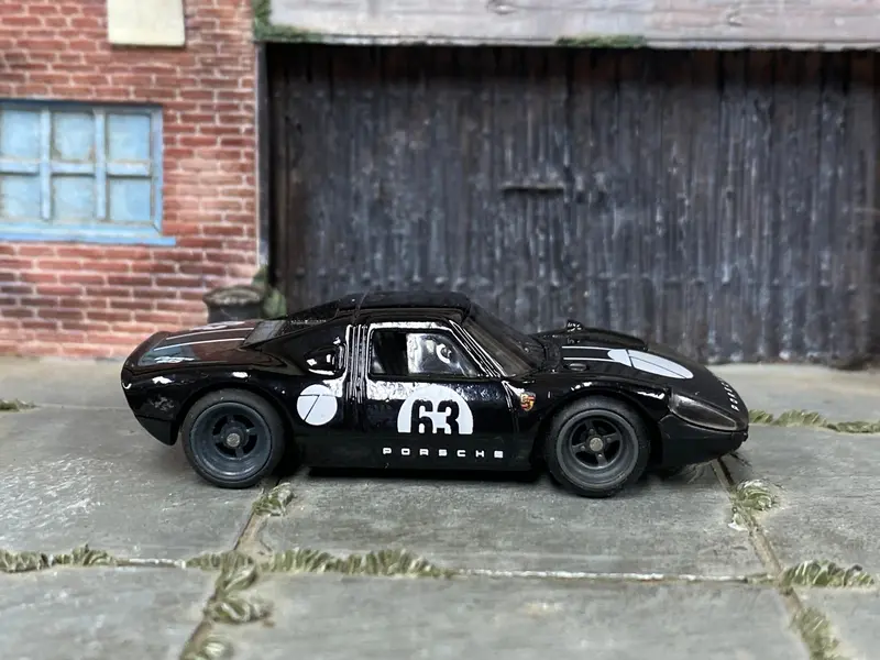Custom Hot Wheels - Porsche 904 Carrera Gts - Black And White - Gray Mag Wheels - Rubber Tires 1