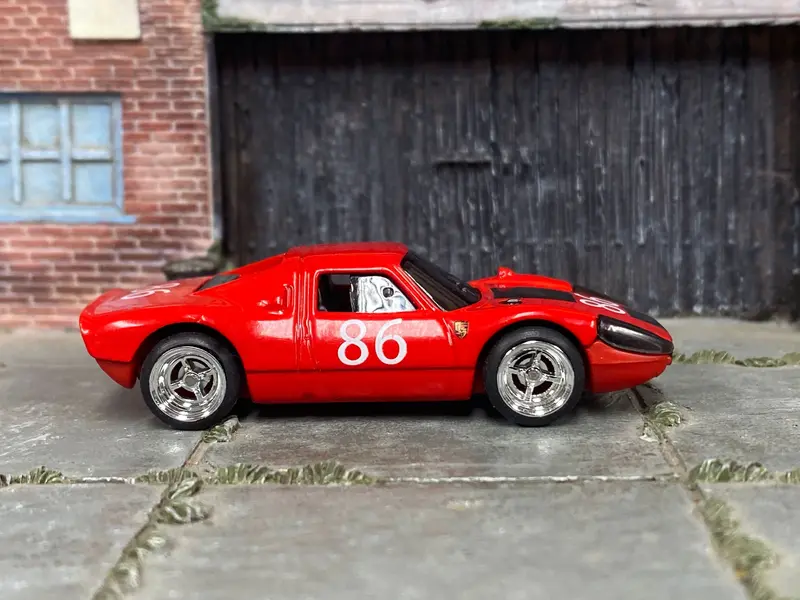 Custom Hot Wheels - Porsche 904 Carrera Gts - Red And White - Chrome Mag Wheels - Rubber Tires 1