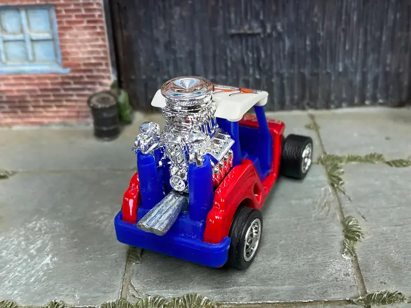 Custom Hot Wheels - Tee'd Off Golf Cart - Red, White And Blue - Chrome Amr Wheels - Rubber Tires 2