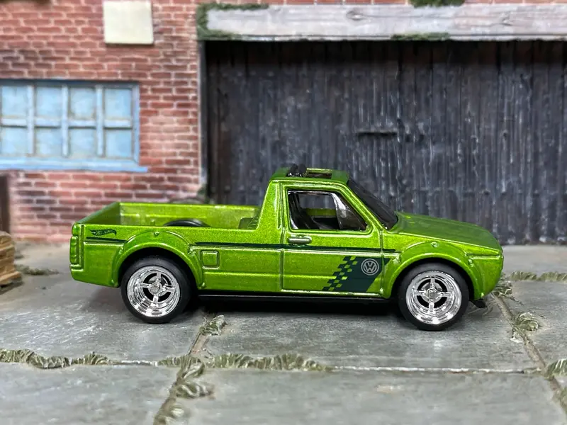 Custom Hot Wheels - Volkswagen Caddy - Green - Chrome Mag Wheels - Rubber Tires 1