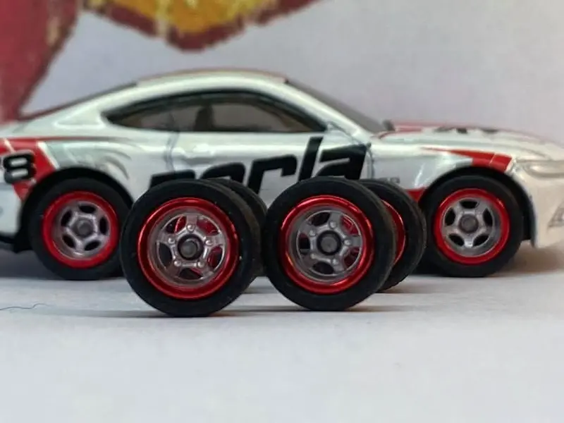 Custom Hot Wheels Wheels And Matchbox Rubber Tires And Chrome 5 Spoke Race Wheel Red Lip 1