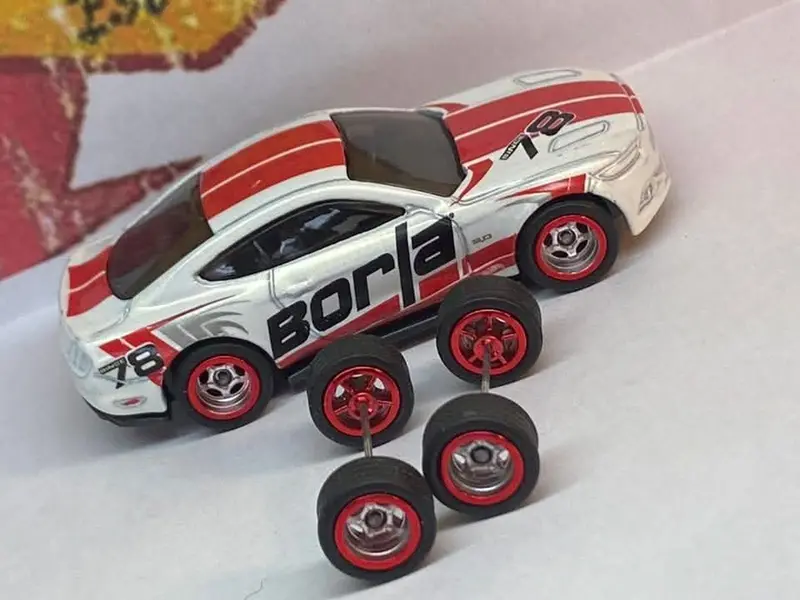 Custom Hot Wheels Wheels And Matchbox Rubber Tires And Chrome 5 Spoke Race Wheel Red Lip 2
