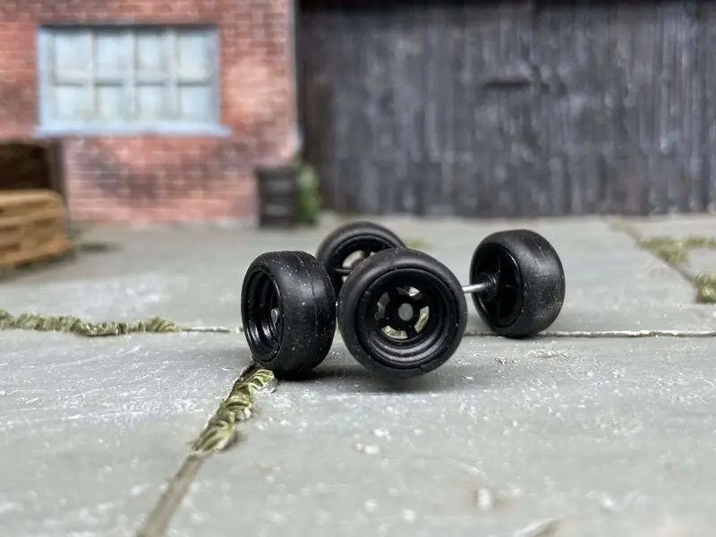 Custom Hot Wheels Wheels And Matchbox Rubber Tires - Black 4 Spoke Wheels Rubber Tires 10Mm & 10Mm 1