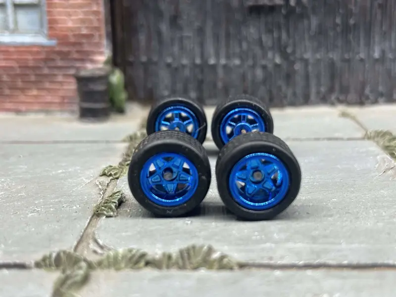 Custom Hot Wheels Wheels And Matchbox Rubber Tires - Blue Anodized Classic 5 Star Hot Rod Wheels Rubber Tires 10Mm & 10Mm 1