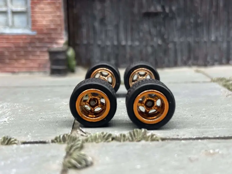 Custom Hot Wheels Wheels And Matchbox Rubber Tires - Copper 5 Spoke Deep Dish Wheels Rubber Tires 10Mm & 10Mm 1