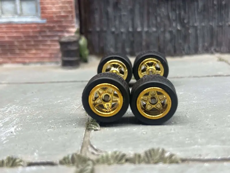 Custom Hot Wheels Wheels And Matchbox Rubber Tires - Gold Classic 5 Star Hot Rod Wheels Rubber Tires 10Mm & 10Mm 1