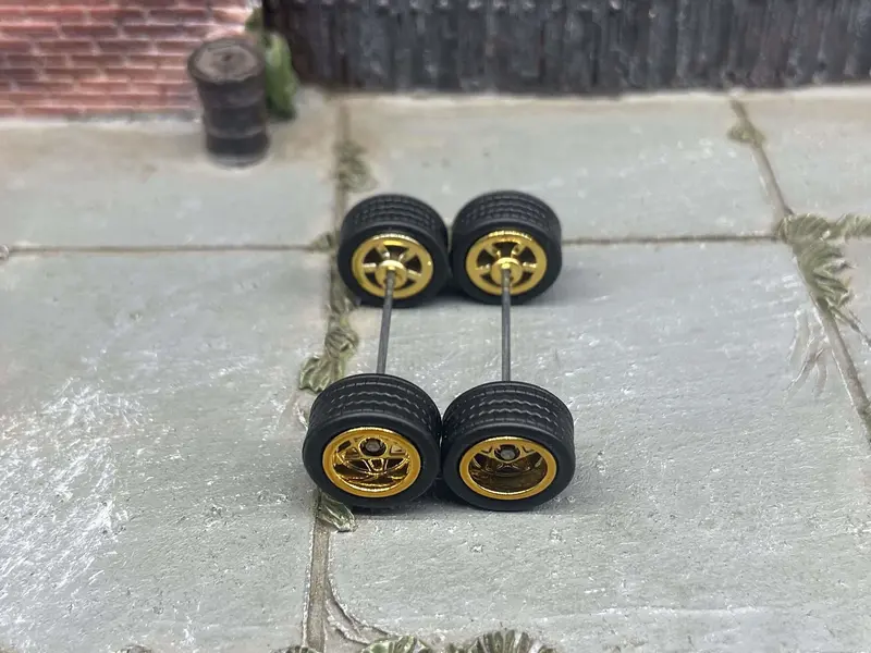 Custom Hot Wheels Wheels And Matchbox Rubber Tires - Gold Classic 5 Star Hot Rod Wheels Rubber Tires 10Mm & 10Mm 2