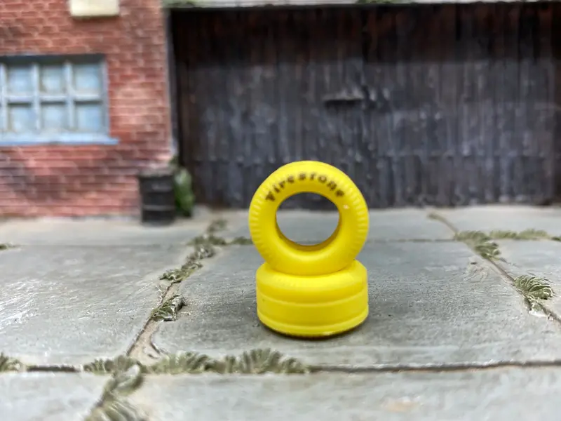 Custom Hot Wheels Wheels And Matchbox Rubber Tires - Race Tires Firestone Rubber Tire Cheater Drag Slicks 13Mm - Yellow 1
