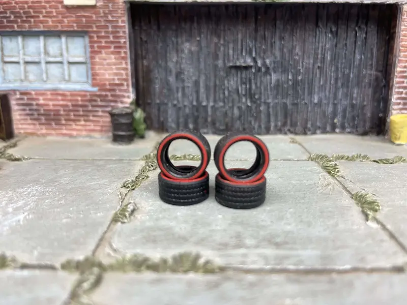 Custom Hot Wheels Wheels And Matchbox Rubber Tires - Red Line Treaded Tires For 10Mm Wheels 1