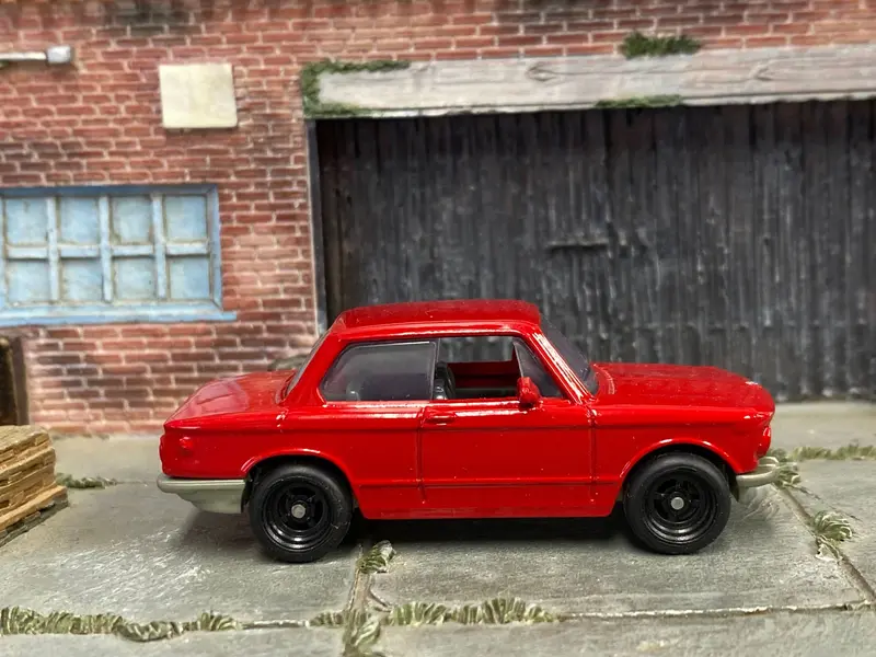 Custom Matchbox - 1969 Bmw 2002 - Red - Black 4 Spoke Wheels - Rubber Tires 1