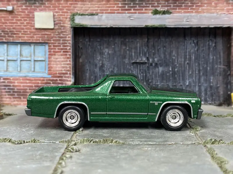 Custom Matchbox - 1970 Chevy El Camino - Green And Black - Chrome Steel Wheels - Rubber Tires 1