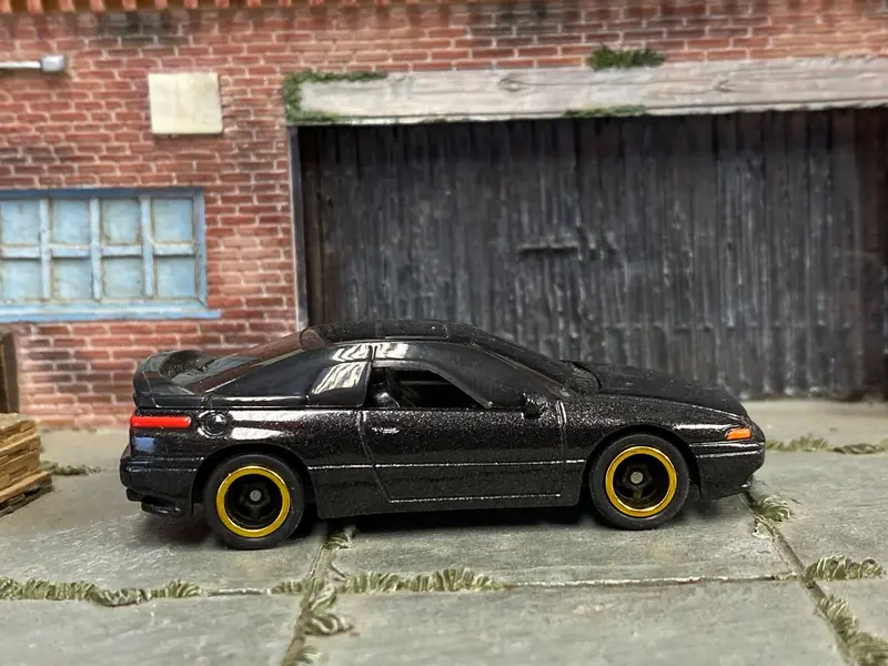 Custom Matchbox - Subaru Svx - Black - Black And Gold Race Wheels - Rubber Tires 1