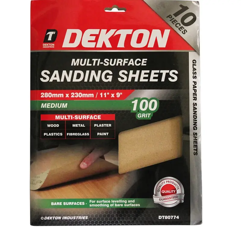 Dekton 10Pc Multi-Surface Sanding Sheets 280Mm X 230Mm - Medium 100 Grit 2