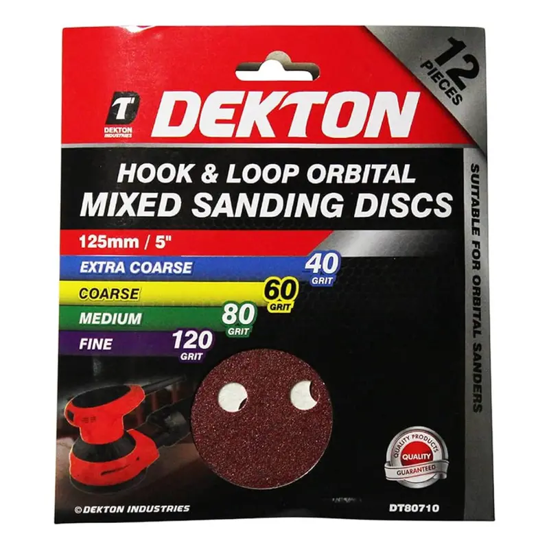 Dekton 12Pc Hook And Loop Orbital Mixed Sanding Discs 150Mm - Assorted Grit 2