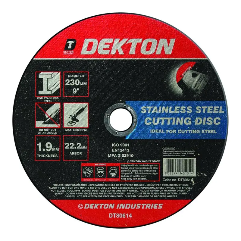 Dekton 230Mm Stainless Steel Cutting Disc - Ultra Thin 1