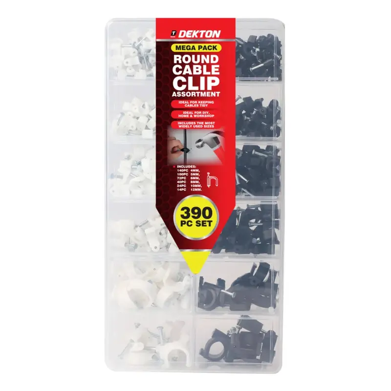Dekton 390Pc Round Cable Clip Assortment 1