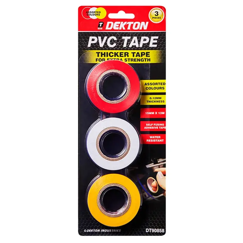 Dekton 3Pc Pvc 13M Tape Set - Yellow, Red, White 2