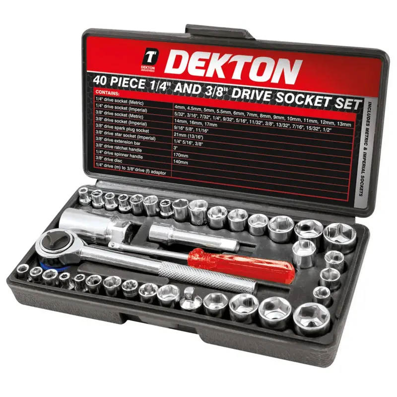 Dekton 40 Piece 1/4" And 3/8" Drive Socket Set 1