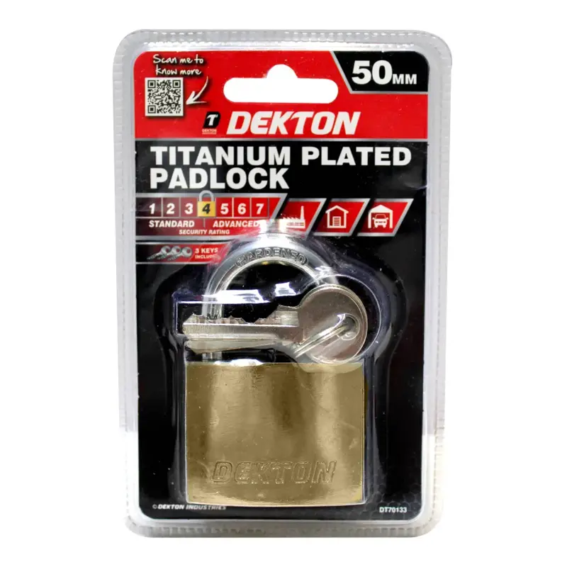 Dekton 50Mm Titanium Plated Iron Padlock 2