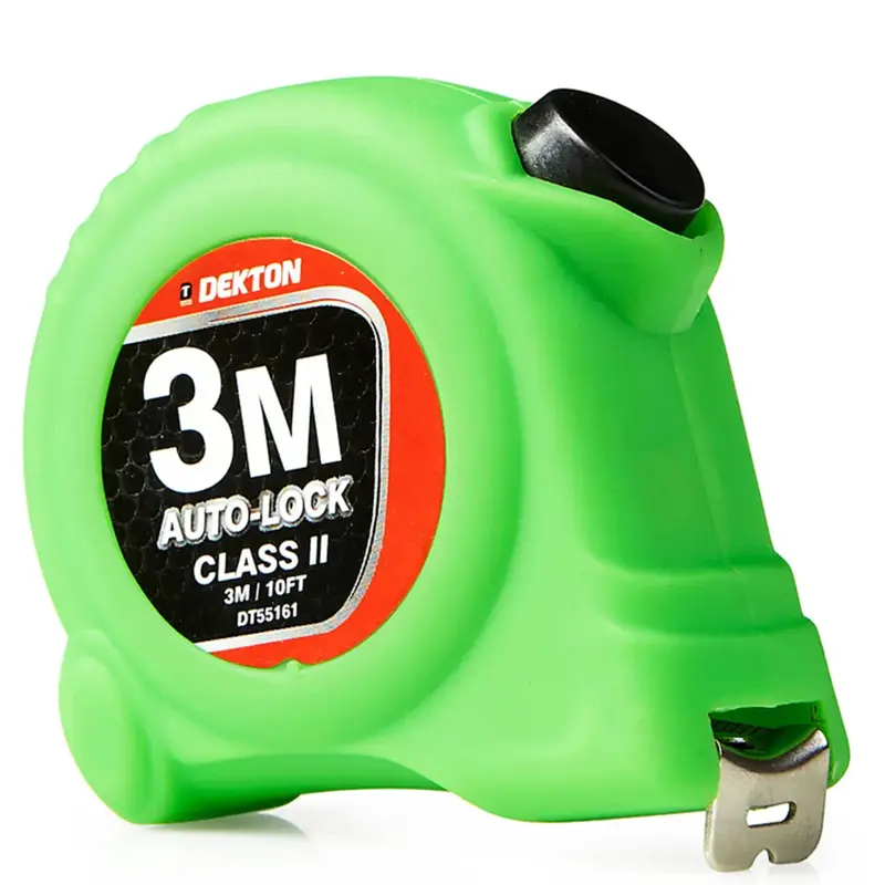 Dekton Hi Vis Green Soft Grip Auto-Lock Tape Measure 3M X 16Mm 1