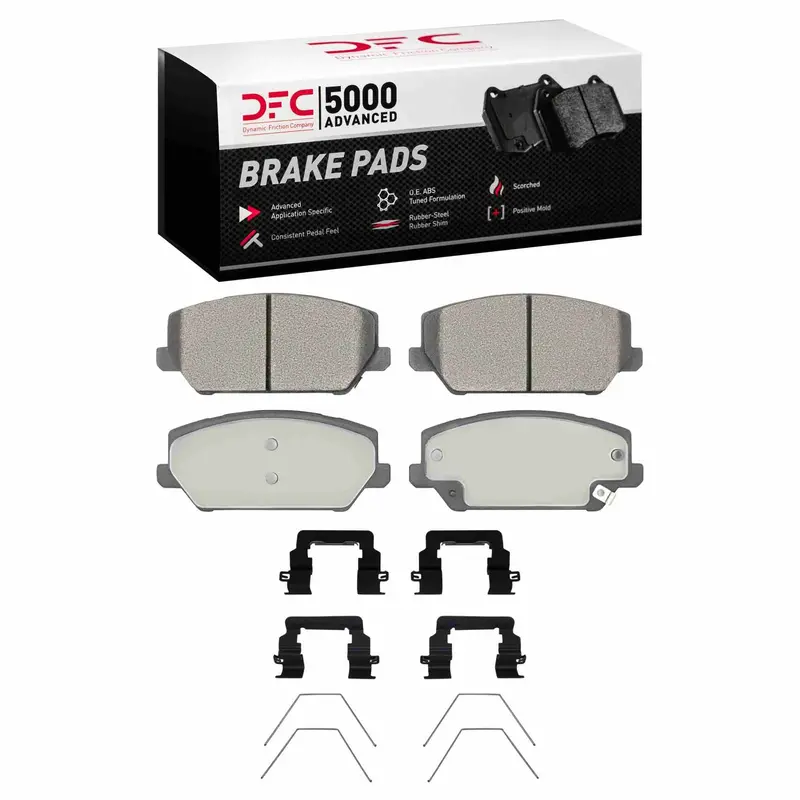 Dynamic Friction 2022-2025 Hyundai Kona N Front 5000 Advanced Low Metallic Brake Pads And Hardware Kit 1