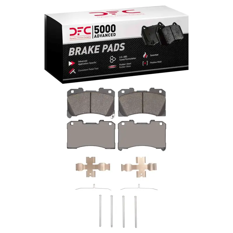 Dynamic Friction 2022-2025 Toyota Gr Corolla Front 5000 Advanced Low Metallic Brake Pads And Hardware Kit 1